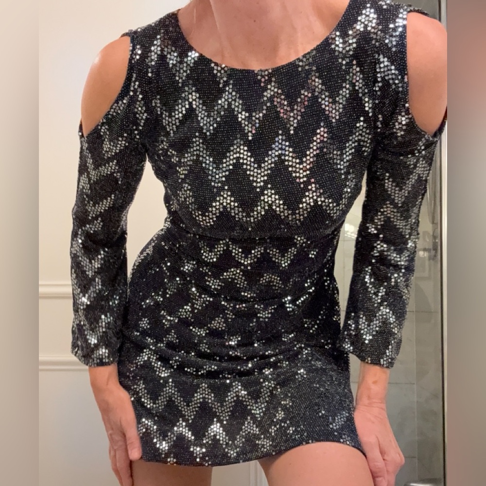 Luxurious Sequin Zigzag Mini Dress
